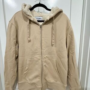 Old Navy Beige Sherpa-Lined Hoodie